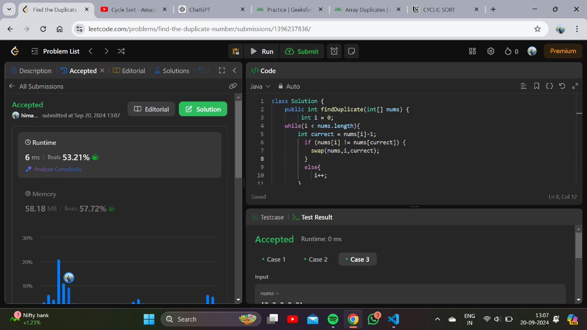 himanshuu_99's tweet image. Leetcode Problem 287. Find the Duplicate element problem solved ✅
#javawithdsa #leetcode #dsawithkunal #twiter #problemsolving