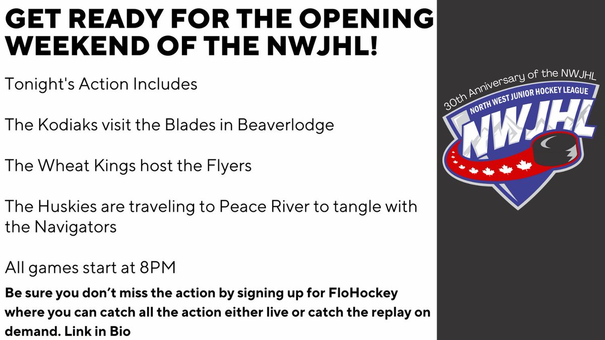 The 2024-2025 NWJHL Season begins tonight!
If you can't make it to the games you can watch them live or catch them later over at FloHockey
Signup Now: flosports.link/3QH3qZp