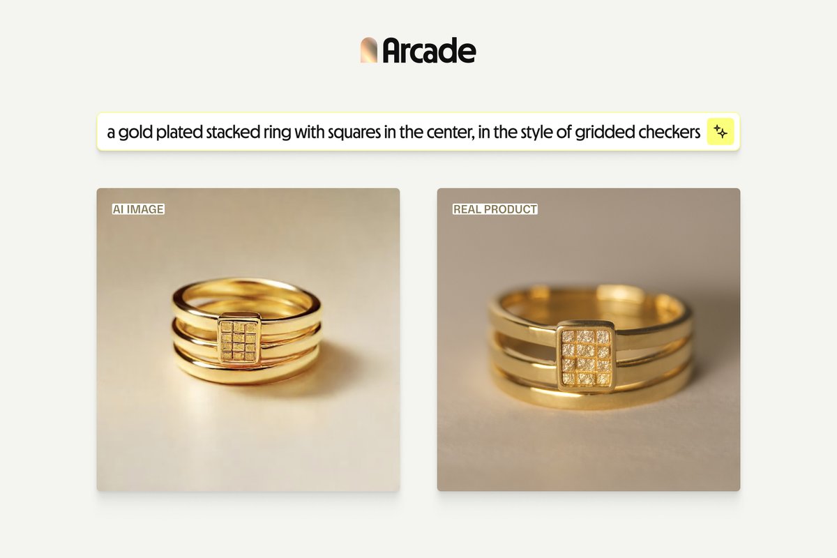 Arcade, the first AI product creation platform, turns your thoughts into things. arcade.ai Thanks <a href="/brit/">Brit Morin</a> <a href="/reidhoffman/">Reid Hoffman</a> <a href="/aplusk/">ashton kutcher</a> <a href="/Kaepernick7/">Colin Kaepernick</a> <a href="/karliekloss/">Karlie Kloss</a> <a href="/alexavontobel/">Alexa von Tobel, CFP</a> <a href="/CTurlington/">Christy Turlington Burns</a> <a href="/eladgil/">Elad Gil</a> <a href="/ev/">Ev</a> <a href="/realSharonZhou/">Sharon Zhou</a> <a href="/jluan/">David Luan</a> Type a few words to create a product you can share,