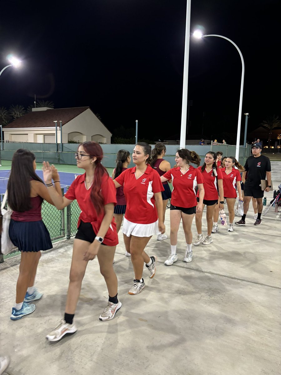 Congratulations on the Palm Springs girls tennis team on their big D.E.L win against La Quinta blackhawks yesterday!