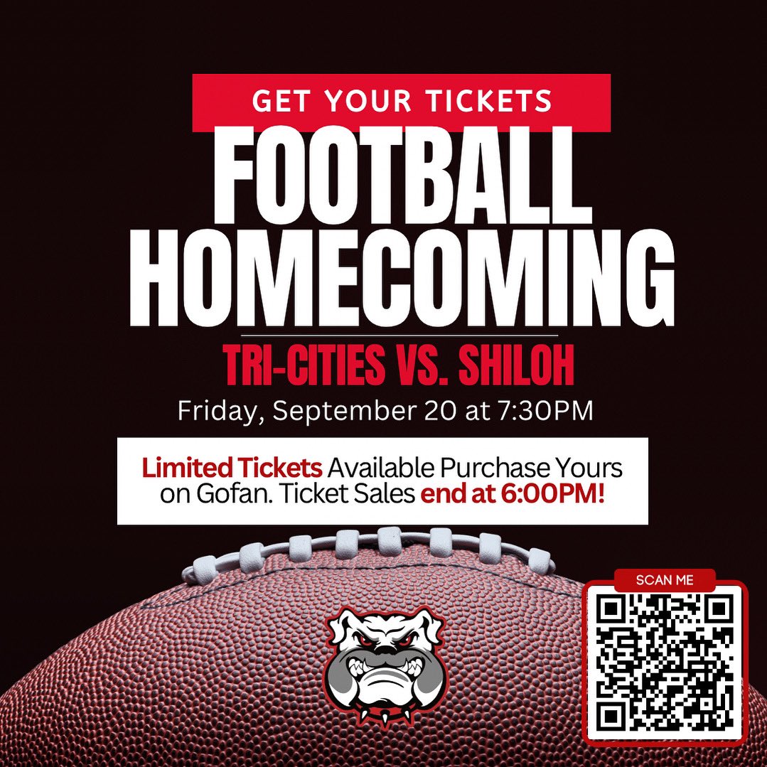 Tri-Cities Athletics (@tcfcsathletics) on Twitter photo Bulldogs, do you have your ticket for tonight yet? Hope so! If not, you have less than 4 hours to secure your spot! Don't miss out! #gobulldogs <a href="/Tri_CitiesHigh/">Tri-CitiesBulldogs</a> Bulldogs, do you have your ticket for tonight yet? Hope so! If not, you have less than 4 hours to secure your spot! Don't miss out! #gobulldogs <a href="/Tri_CitiesHigh/">Tri-CitiesBulldogs</a>