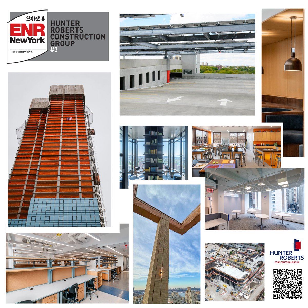 🚀 Big news for Hunter Roberts! We’ve secured the #3 spot on the ENR Top Contractors List for 2024! Discover more about the rankings when you scan the QR Code! #HunterRoberts #WeDeliver #ENRTopContractors2024 #AECIndustry #NYCConstruction #SafetyFirst #IIF