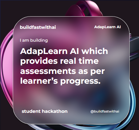 KumarKaran7107's tweet image. 🚀 Excited to be building **AdapLearn AI** at the #buildfastwithai #educhain #eduhackathonBuildFastwithAI hackathon! 🎯 Dynamic learning meets real-time adaptability – crafting a personalized learning experience for all. Stay tuned for updates! 💡  #AdapLearnAI @BuildFastWithAI