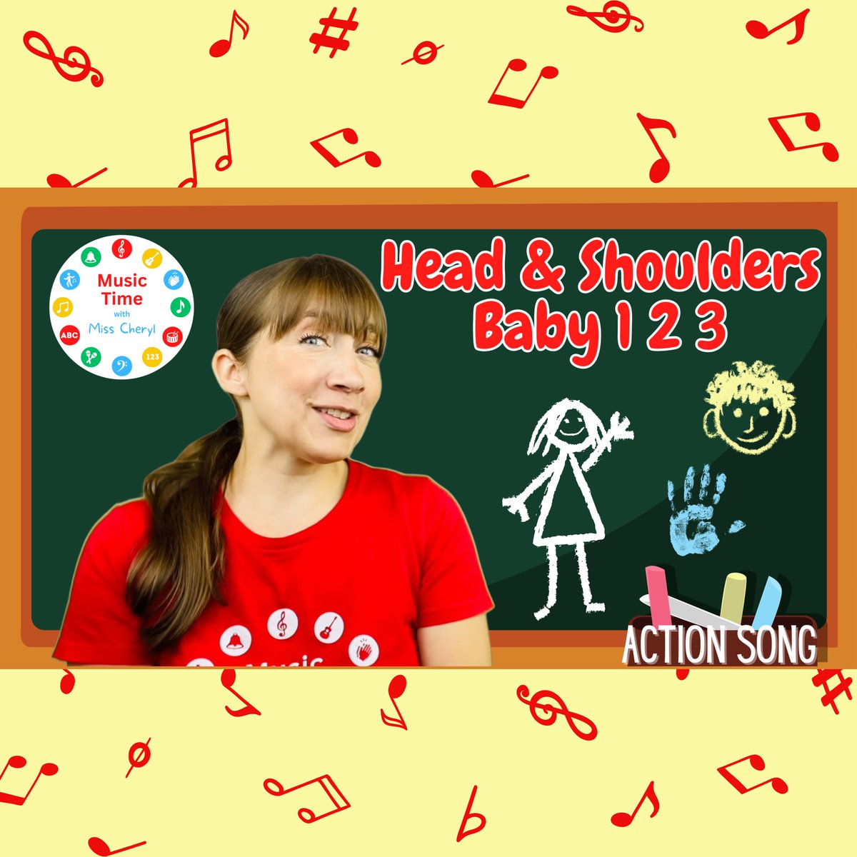 Sing "Head &amp; Shoulder's Baby 123" with Miss Cheryl!   A great action songs for babies, toddlers or preschoolers! 
 Bond with baby by pointing to the parts of the body during playtime or diaper changes. Teach parts of the body to toddlers. Or challenge the preschooler by singing