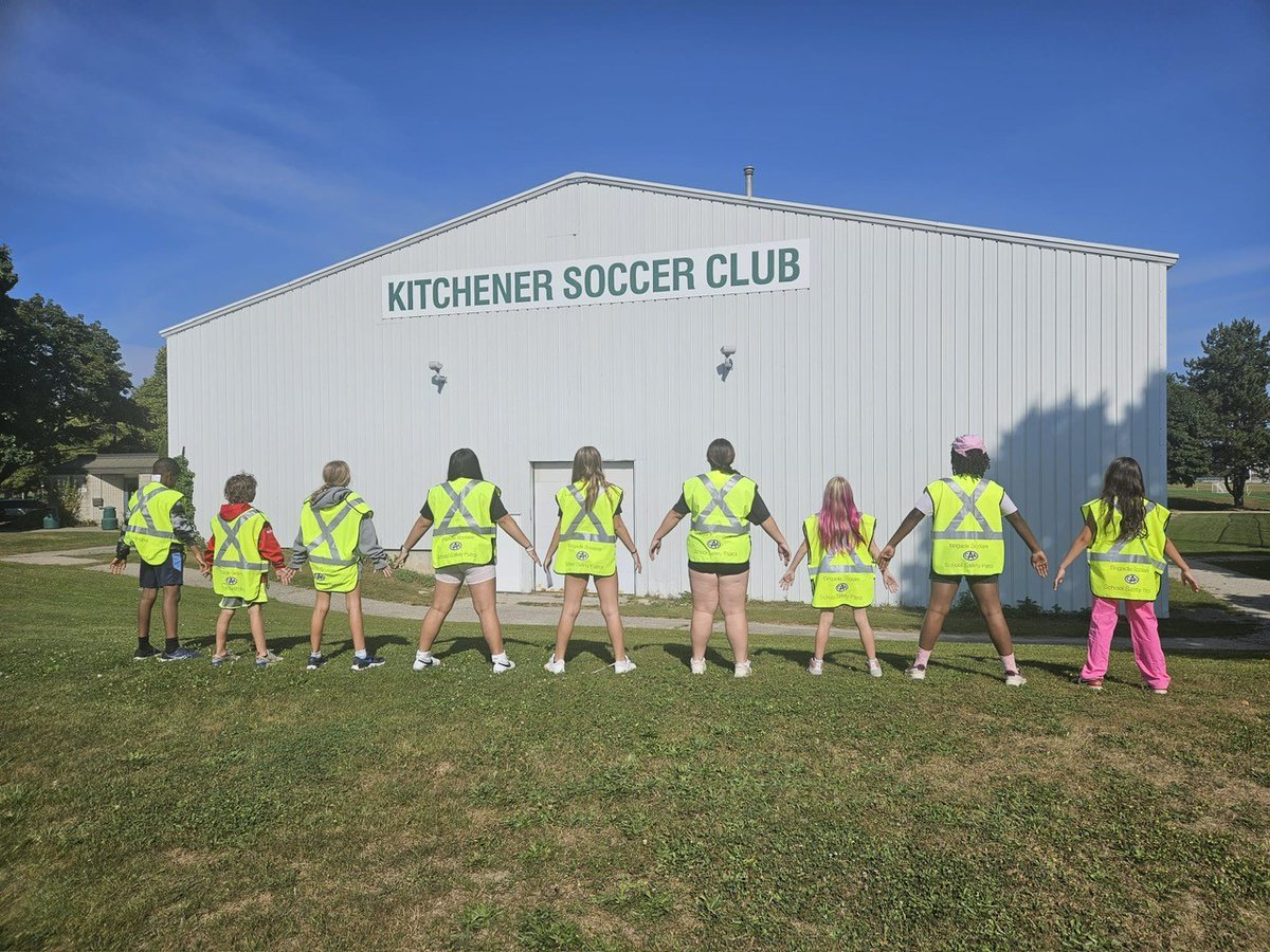 WRPSToday's tweet photo. School Safety Patrollers are leaders at their schools and play an important role in pedestrian and road safety in their school communities. 

Police, Fire, and Paramedics are proud to provide training to these students.

Please watch out for the Patrollers and their bright lime green vests!