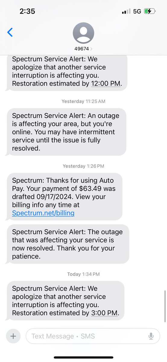hillwass's tweet photo. @Ask_Spectrum: an outage every day since Wednesday is really unacceptable, and getting charged my bill in the middle of it is really the icing on the cake 🙃 https://t.co/ITG6ocBuZt