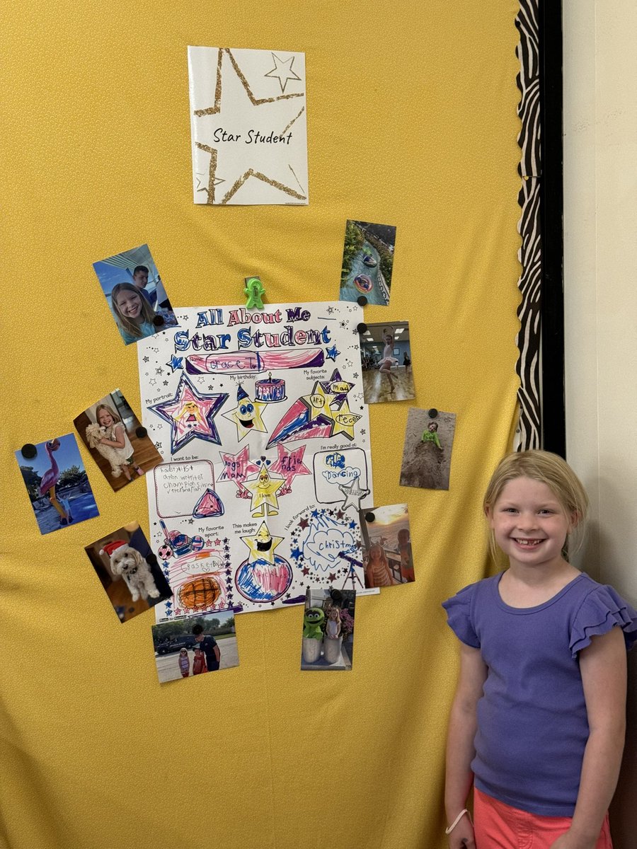 PattersonD70's tweet photo. Grace was our Star Student this week! We learned that she loves dogs and she is a great dancer. #d70shinyapple #d70bulldogs https://t.co/rdkSxB3ZDe