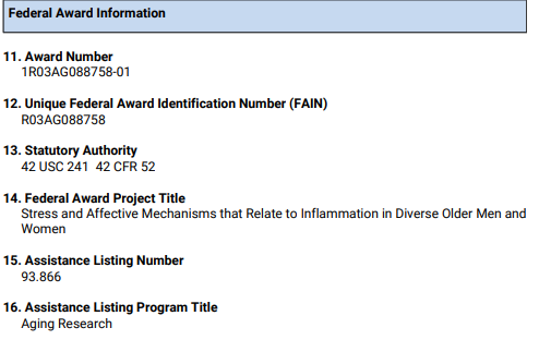ddwitzz's tweet image. After 11 months of waiting, it's still hard to believe that I received my very first NIA grant award! I will be spending the next two years focusing on how daily stress processes and affect are associated with inflammation for older men and women 🥳