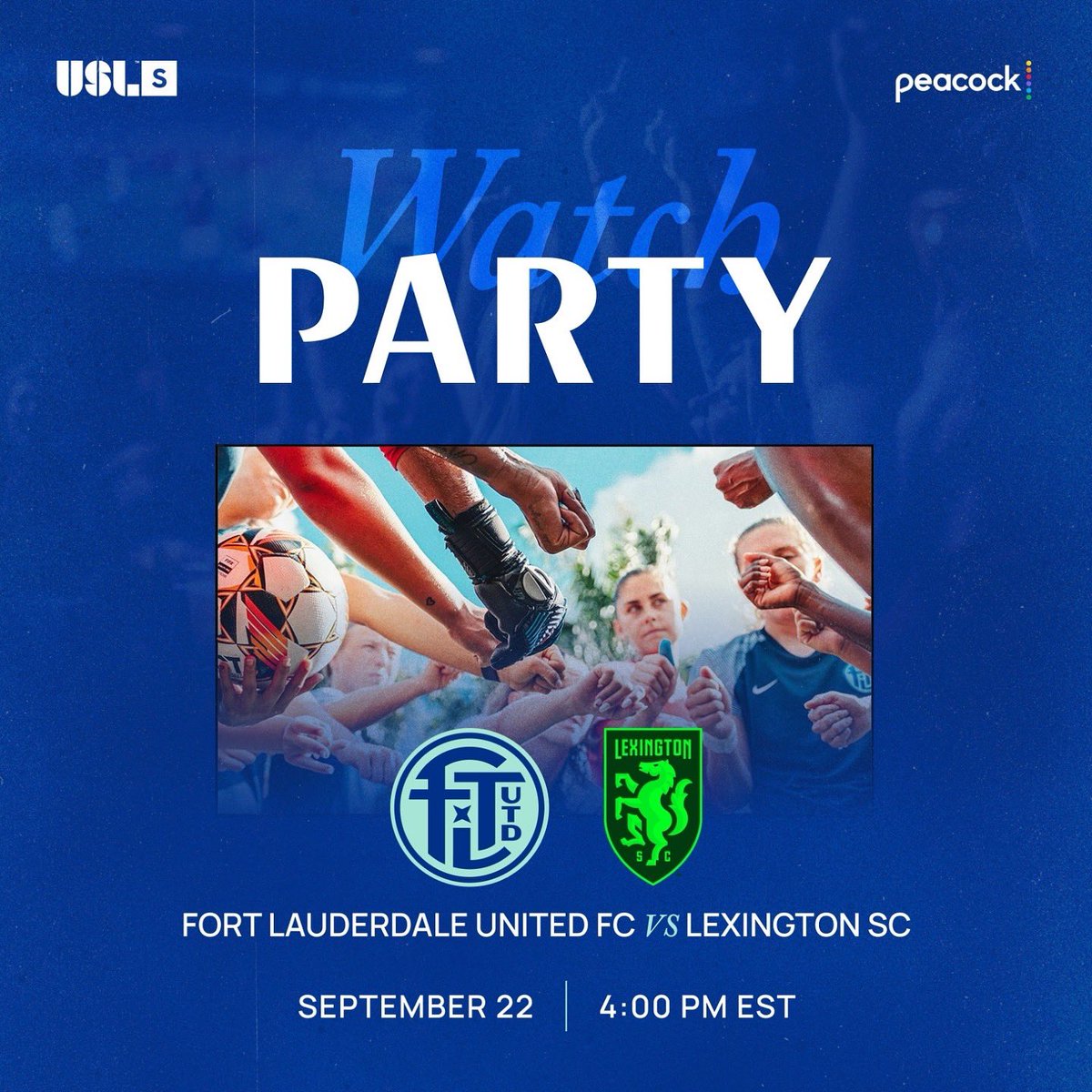 Fort Lauderdale United FC (@ftlutd) on Twitter photo Watch us live this Sunday at 4:00 PM EST on NBC’s Peacock as we go head-to-head with @lexingtonsportingclub Find a watch party near you at <a href="/grailsmiami/">Grails Miami</a>, @lamexicanatacobar, or <a href="/lionandeaglepub/">LionandEaglePub</a>. Don’t miss it! Watch us live this Sunday at 4:00 PM EST on NBC’s Peacock as we go head-to-head with @lexingtonsportingclub Find a watch party near you at <a href="/grailsmiami/">Grails Miami</a>, @lamexicanatacobar, or <a href="/lionandeaglepub/">LionandEaglePub</a>. Don’t miss it!
