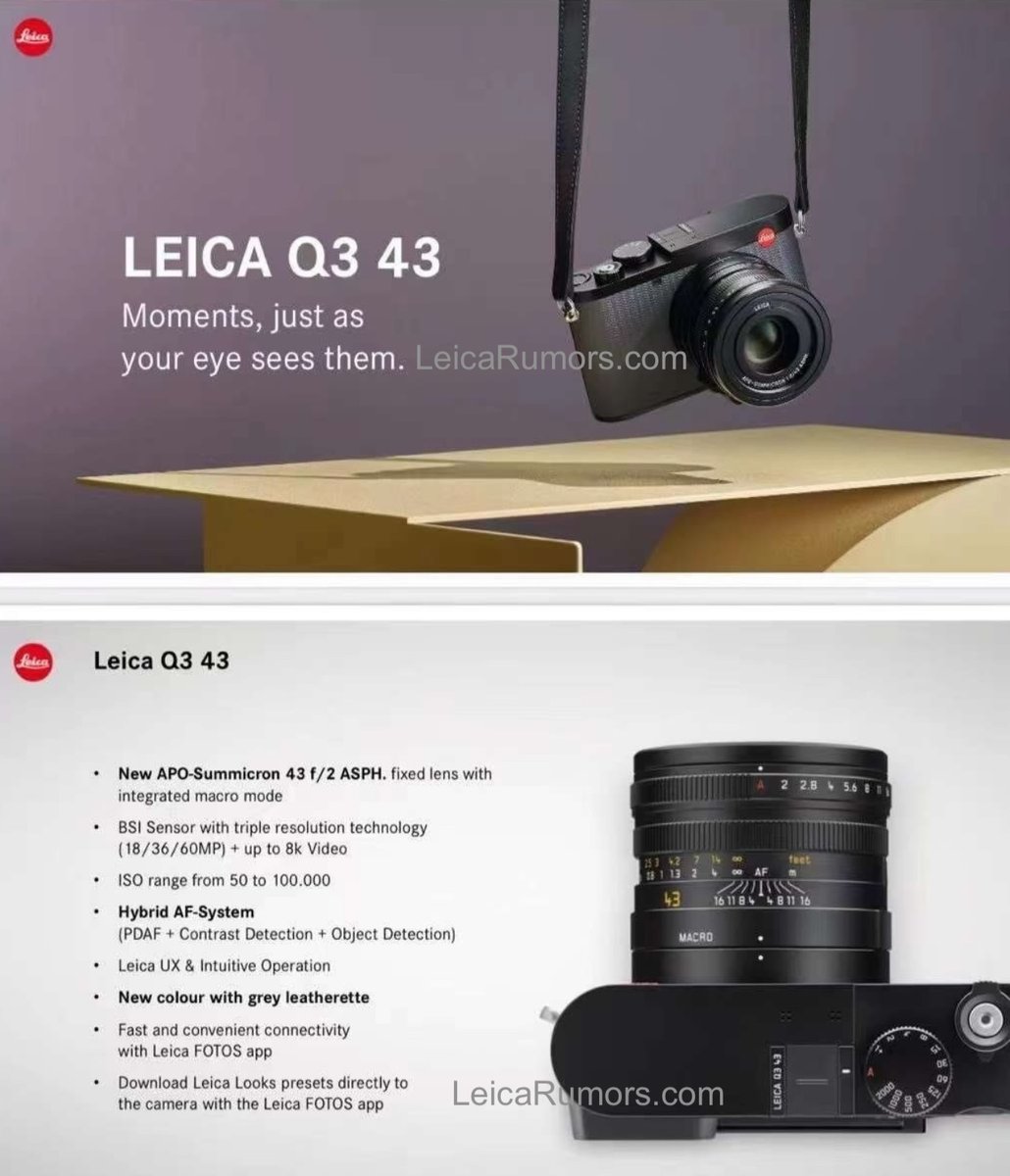 LeicaRumors's tweet photo. Leica Q3 43 camera leaked online:

https://t.co/L9JikXqQPp https://t.co/K3uiavoRDe