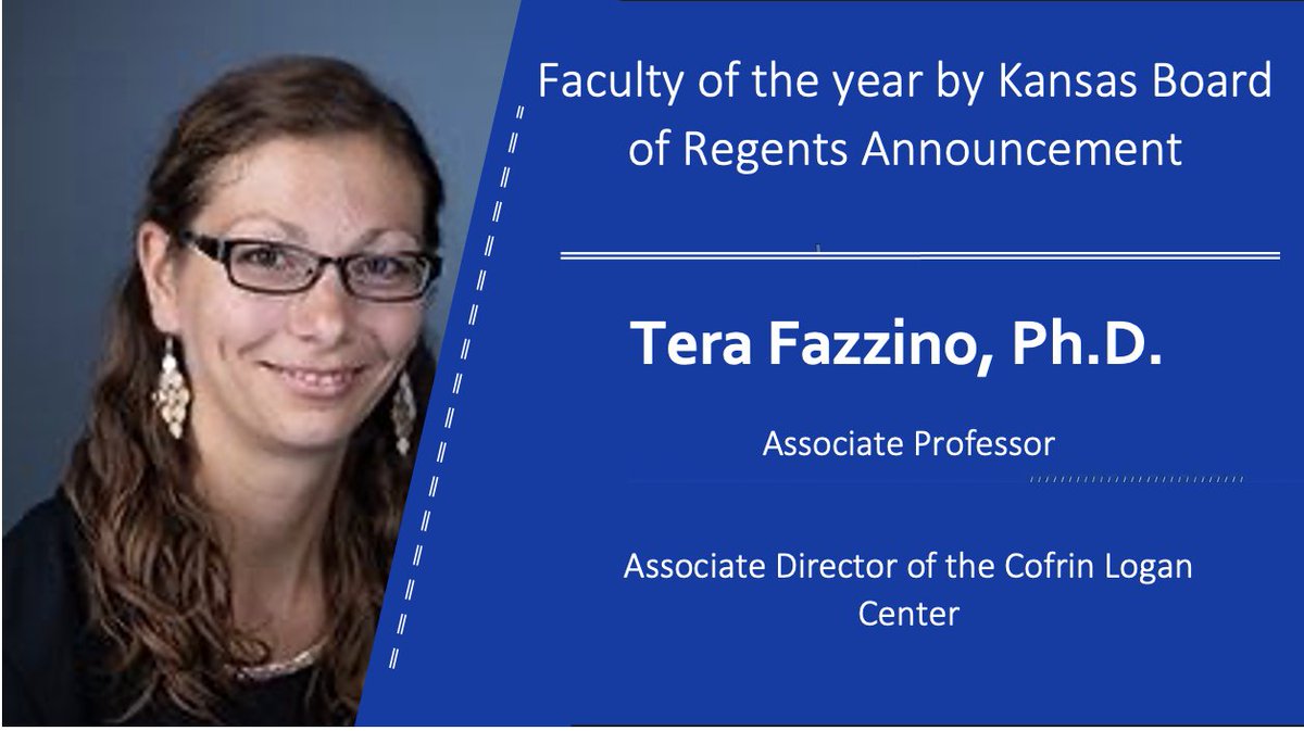 The Cofrin Logan Center's Associate Director Dr. Fazzino has been named by the Kansas Board of Regents as one of eight Faculty of the Year recipients for 2024! 🎉🎉

We are fortunate to have such an exceptional professor on our team. Congratulations Dr. Fazzino!