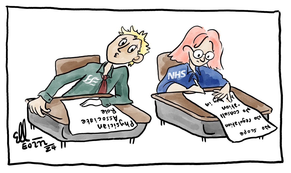 Eoin Kelleher (@eoinkr) on Twitter photo Ireland is a few years behind the UK in the introduction of the Physician Associate role, and we should use that as an opportunity to learn from the many mistakes that health institutions in the UK have made in that time.
Cartoon for <a href="/med_indonews/">Medical Independent</a> Ireland is a few years behind the UK in the introduction of the Physician Associate role, and we should use that as an opportunity to learn from the many mistakes that health institutions in the UK have made in that time.
Cartoon for <a href="/med_indonews/">Medical Independent</a>