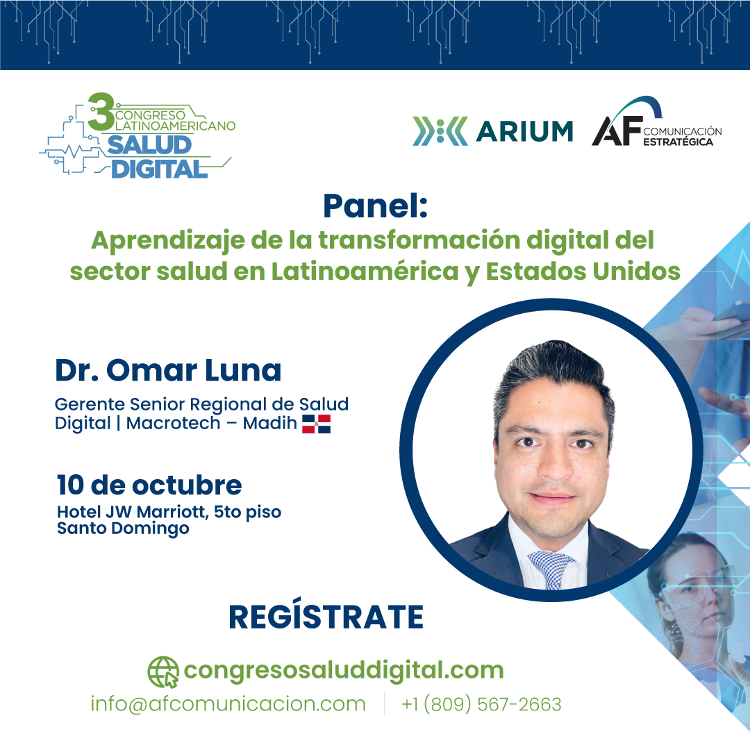 Omar Luna nos aportará su visión sobre cómo la tecnología ha cobrado fuerza en el sector, los aprendizajes en cuanto a la mejora en la atención al paciente, y sobre cómo superar las barreras para ofrecer una salud equitativa y sostenible.