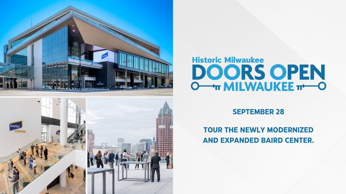 Next weekend, stop by Baird Center to tour the expanded north building as part of <a href="/HistoricMKE/">Historic Milwaukee</a>'s annual <a href="/doorsopenmke/">Doors Open Milwaukee</a>! 

We'll be open from 10 a.m. to 5 p.m. 
#SavetheDate #Milwaukee #MKE