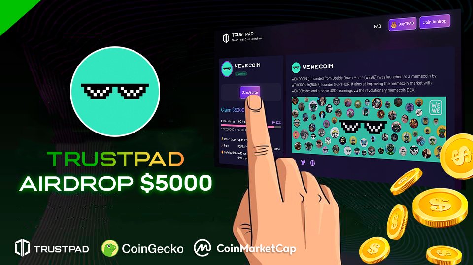 Since launch, WEWE has earned:
13.015$ million ! 

We have decided to distribute 20% of this amount among our holders via the TRUSTPAD platform!

If you are a $WEWE holder, congratulations! You are eligible.

To receive the distribution👉 linktr.ee/weweonebase