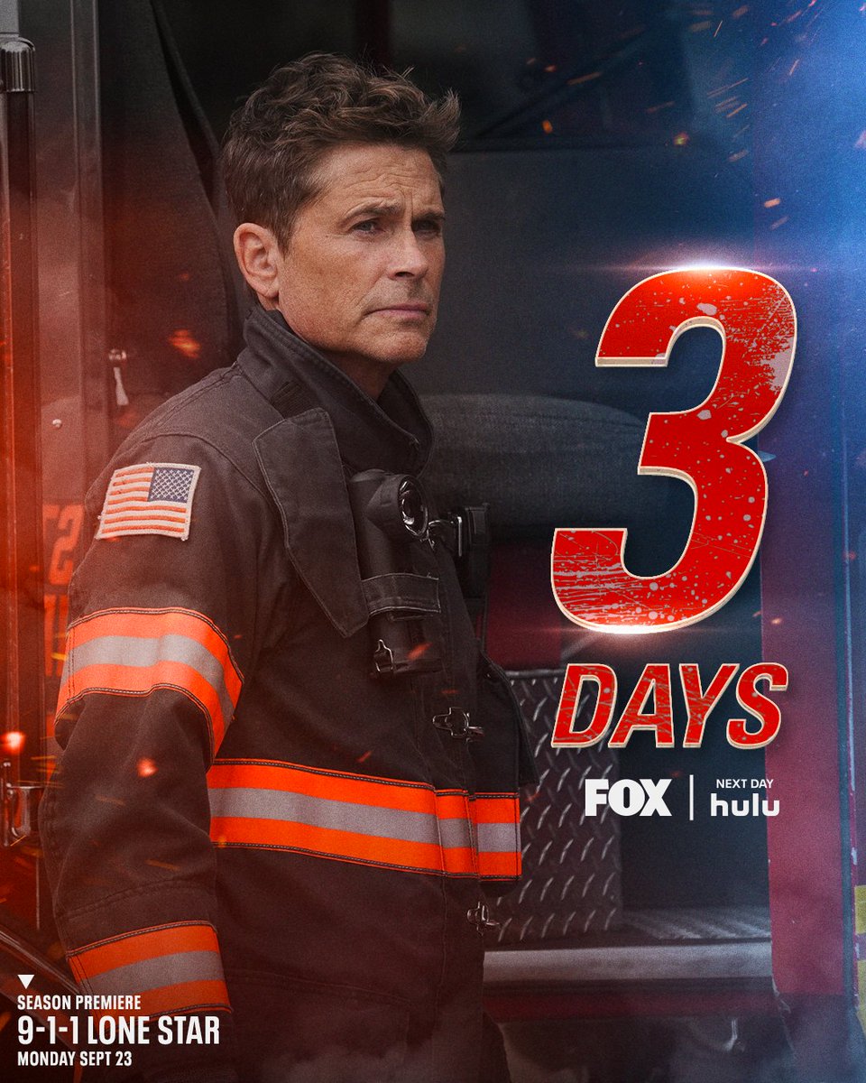 The moment we've all been waiting for is only 3 DAYS AWAY! 👏

#911LoneStar returns September 23 on <a href="/FOXTV/">FOX</a>, next day on <a href="/hulu/">Hulu</a>!