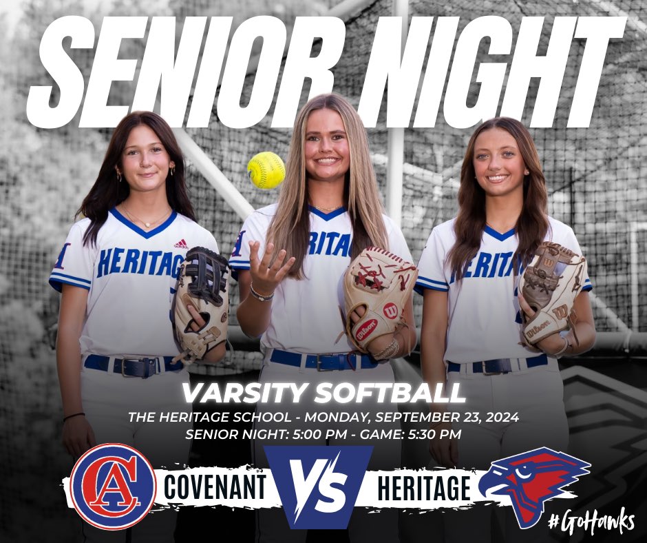 Join us for Senior Night on Monday, 9/23/24 at 5:00 pm as we celebrate our seniors:

#5 Paige Holcombe
#10 Amelia Thornton
#21 Zoey Hall

#GoHawks 🔴🔵🥎

<a href="/THS_HawksSports/">Heritage Athletics</a> <a href="/THSNEWNAN/">The Heritage School</a> <a href="/holcombe_paige/">Paige Holcombe</a> <a href="/AmeliaThorn10/">Amelia Thornton 2025</a> <a href="/ZoeyHall2025/">Zoey Hall</a> <a href="/NTHSports/">NTH Sports</a> <a href="/CowetaScore/">CowetaScore</a>