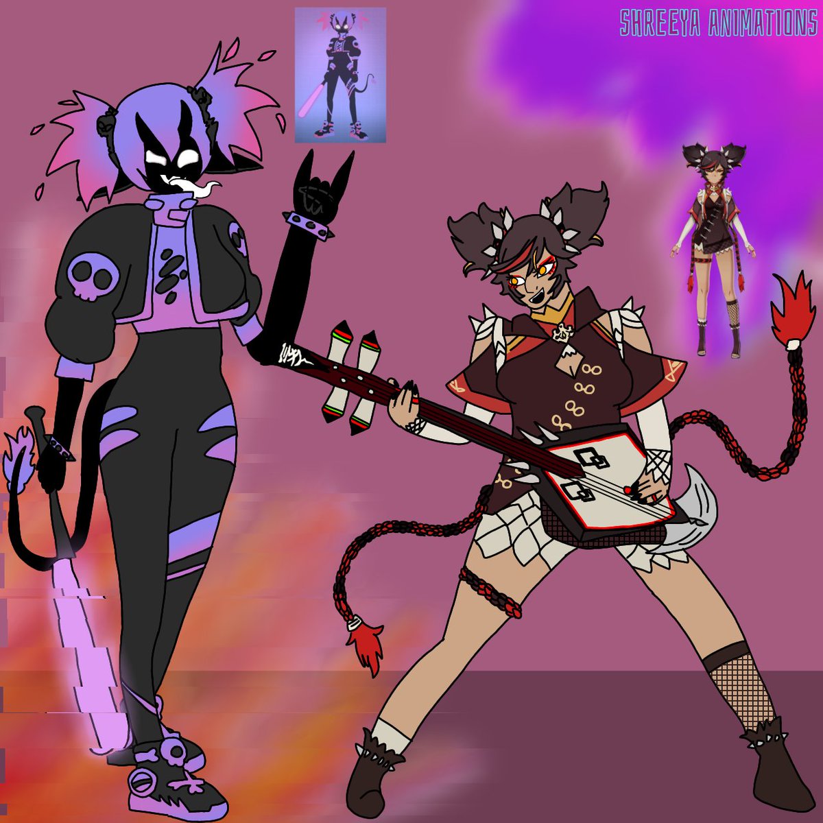 Lady_Shreeya's tweet image. Punk girls with pigtails 👧🏾🤘🏿💜💖❤️
#GenshinImpact #xinyan #projectmuse #Pmuse #jessica #pmusejessica