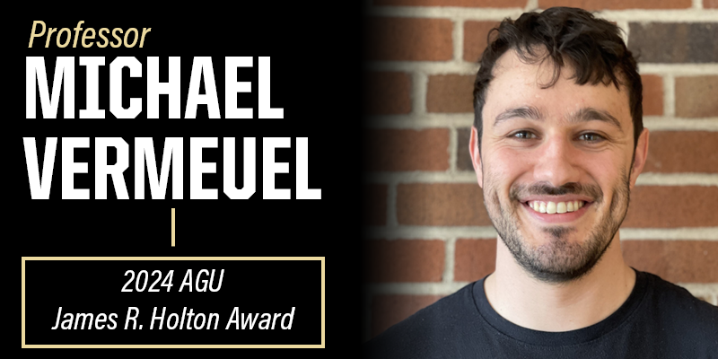 Congratulations to Michael Vermeuel, of <a href="/PurdueEAPS/">Purdue EAPS</a>, for being awarded <a href="/theAGU/">AGU (American Geophysical Union)</a>'s 2024 James R. Holton Award! Read more about his award here: purduesci.com/3Bbd9S5 #thenextgiantleap #boilerup <a href="/PurdueScience/">Purdue Science</a>  <a href="/mvermeuel/">Michael Vermeuel</a>