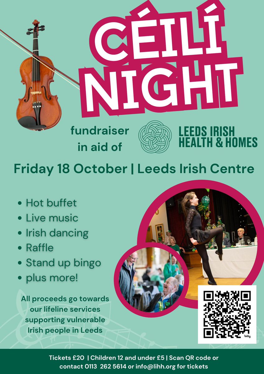Announcing a special children’s discount for our fundraiser céilí on Friday 18th October.

Children under 12 can come along for music, dancing and a hot buffet for just £5.

A great night for all the family guaranteed ☘️

Tickets via eventbrite or from one of the team