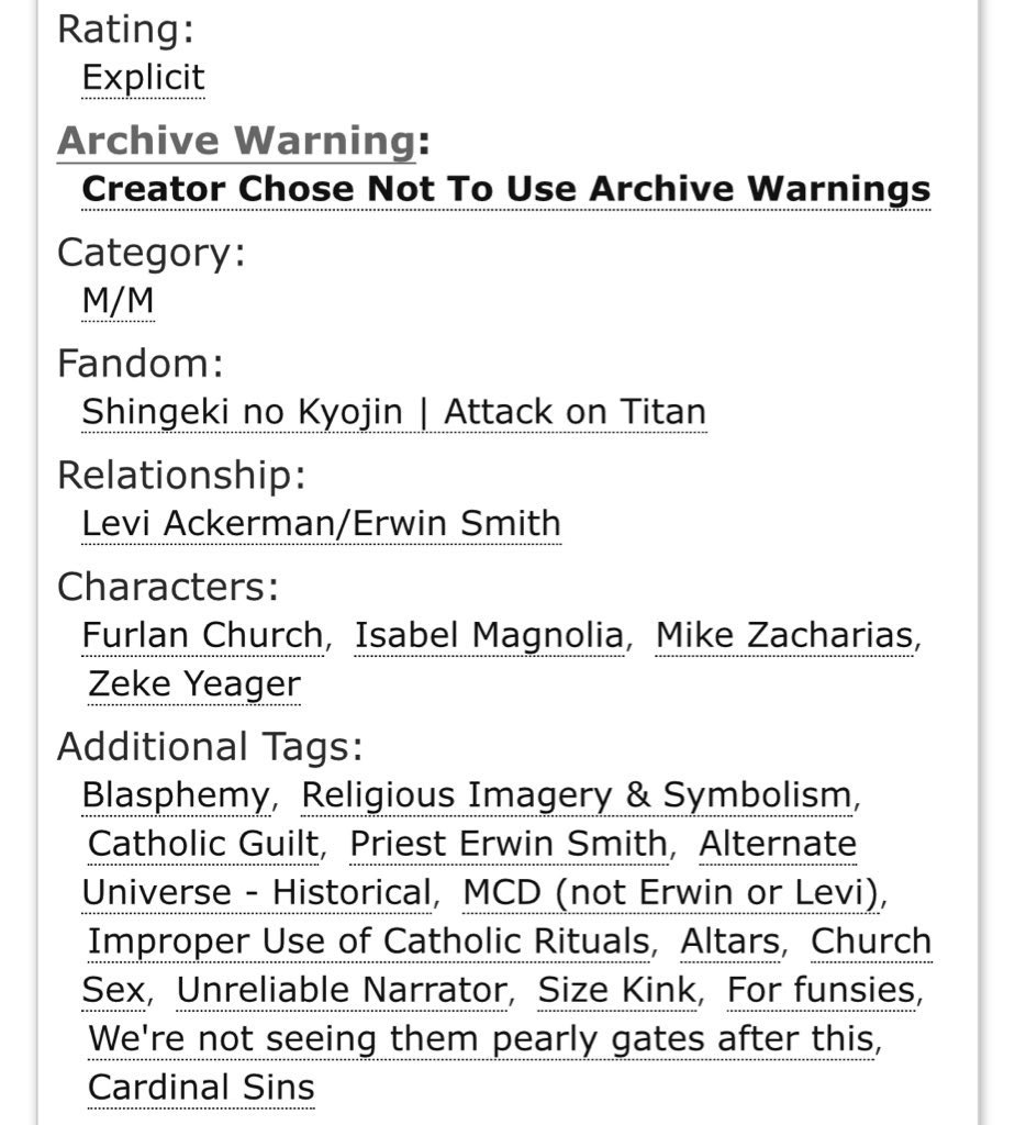 nngi_e's tweet image. 🍷 Pietas 
- Eruri | rated E | 11K 
- priest Erwin Smith | religious imagery | Catholic guilt | blasphemy | character study 
- In which Father Smith commits each of the seven cardinal sins
- Artworks (plural!) by Ic3-Qu3en (tumblr) 
#EruriMatchMaking2024 

archiveofourown.org/works/59072128