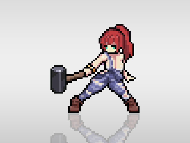 customhive's tweet photo. 今日のドット絵！

ブリギッド・ブラッドフォージ
- Brigid Bloodforge -

伝説の鍛冶屋ブラッドフォージの末っ子で1/4は悪魔の血が流れる。
ブラッドフォージの槌を受け継ぐ実力を証明しようとしている。

#Pixelart #ドット絵 #IndieGameDev #ゲーム制作 https://t.co/3UscWNIK1W
