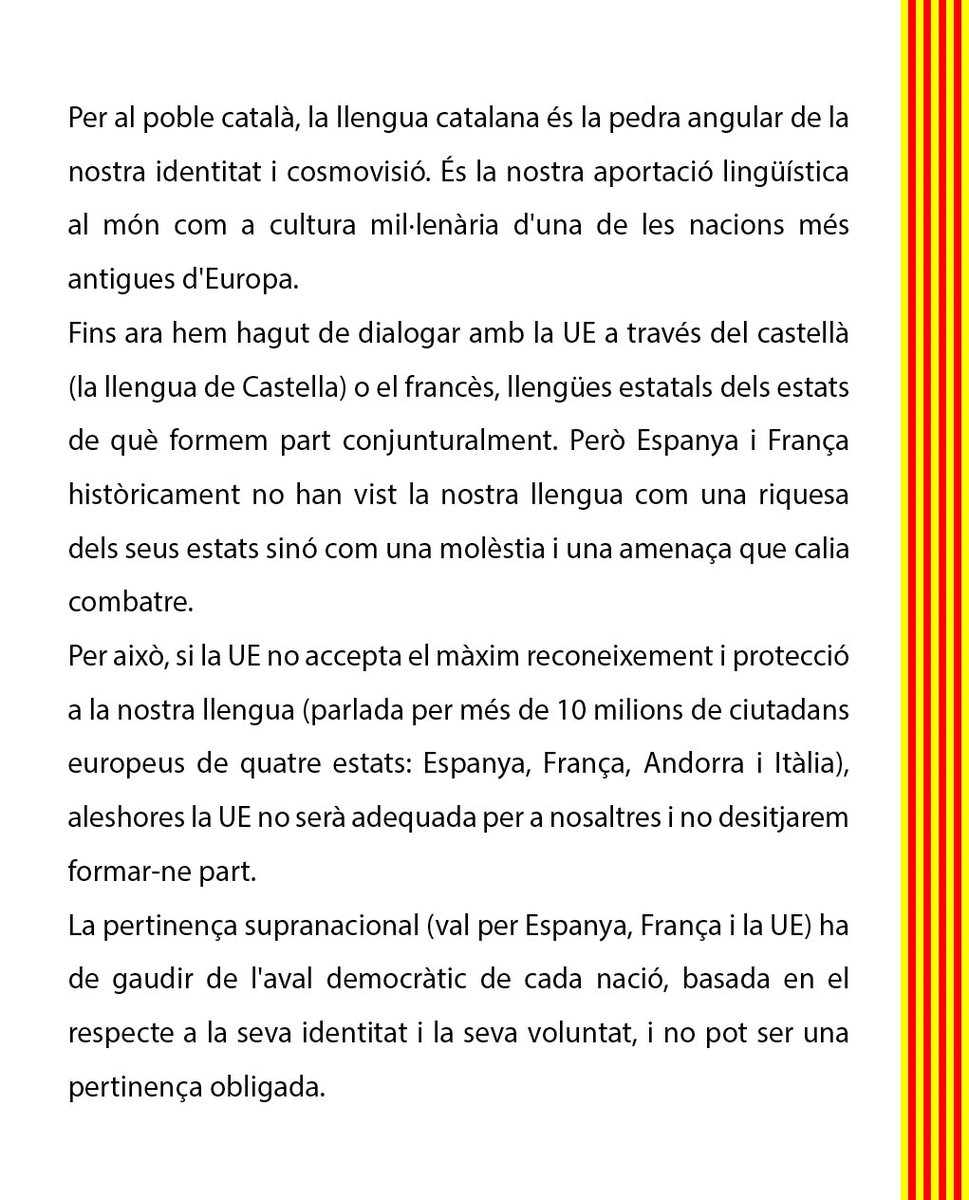 TimbalersPelCat's tweet image. FIL 🧵
1/29
Per què Hongria no ha posat l'oficialitat del català a l'agenda de la reunió del Consell de la UE d'aquest dimarts 24/9/2024?
Volem que el català sigui oficial a la UE!
FIL👇