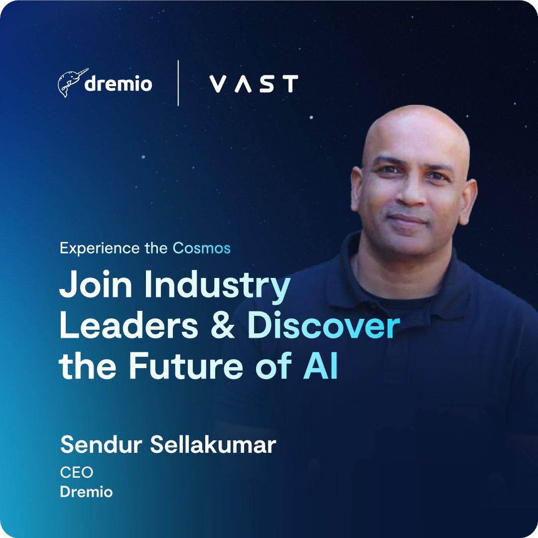 VAST_Data's tweet photo. The speaker reveal continues for the VAST Data event on October 1! VAST continues to expand the line-up to include talks from leaders driving truly innovative solutions in hashtag#data and hashtag#AI, including:

🚀 Sendur Sellakumar, CEO of @dremio 
🚀 Will Eatherton, SVP and Head of Networking Engineering at @Cisco 
🚀 Jeetu Patel, EVP & Chief Product Officer at @Cisco 
🚀 Jonathan Lin, EVP & General Manager of Data Center Services at @Equinix 

Register today --> https://t.co/ZHWrRRPi13