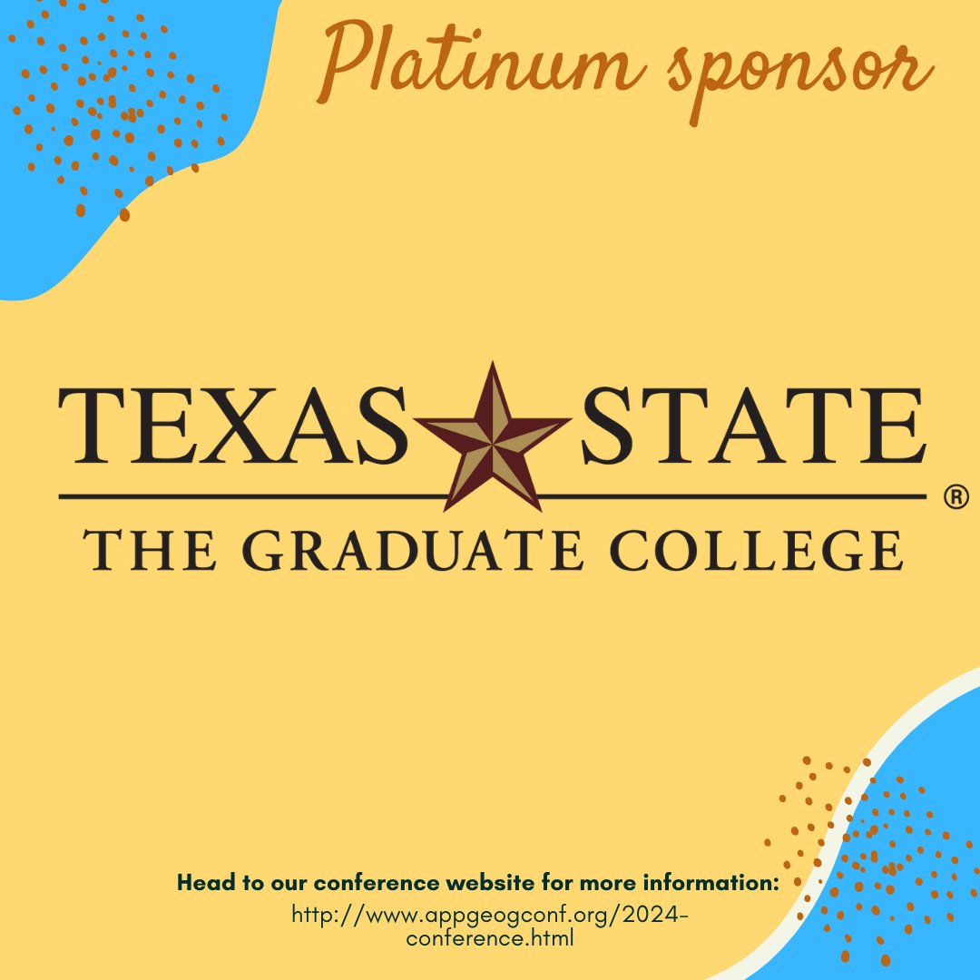 appliedgeog's tweet photo. Thank you to @TXSTGradCollege for being a generous sponsor of our upcoming conference! The graduate students who participate in our conference as well who serve on our board are key members of the #AppliedGeography community. 

#AGX2024 #SWAAG2024 https://t.co/SP9fyDJhky