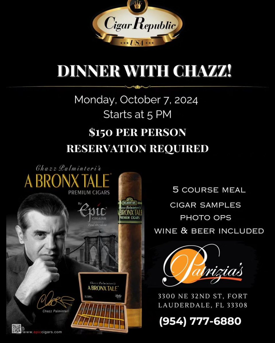 #fortlauderdale #cigarrepublic <a href="/chazzpalminteri/">Chazz Palminteri</a>