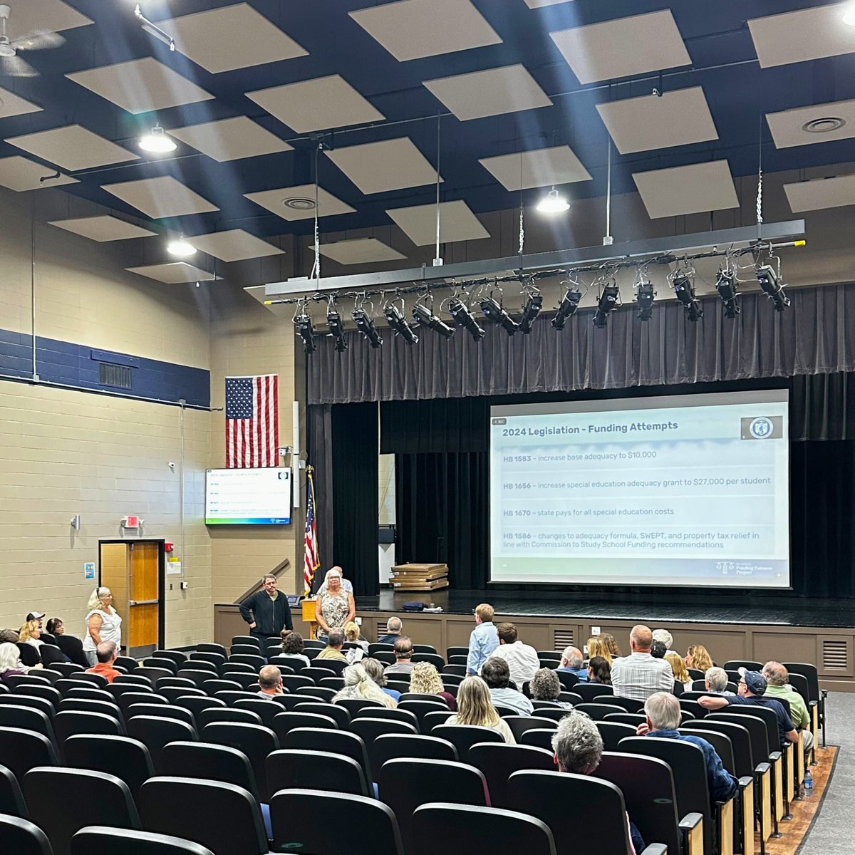 fairfundingnh's tweet image. We had 2 great events this week and got to talk with over 100 Granite Staters about school funding. Thanks to all who joined us, and to our hosts in the White Mountains Regional and Pembroke School Districts!