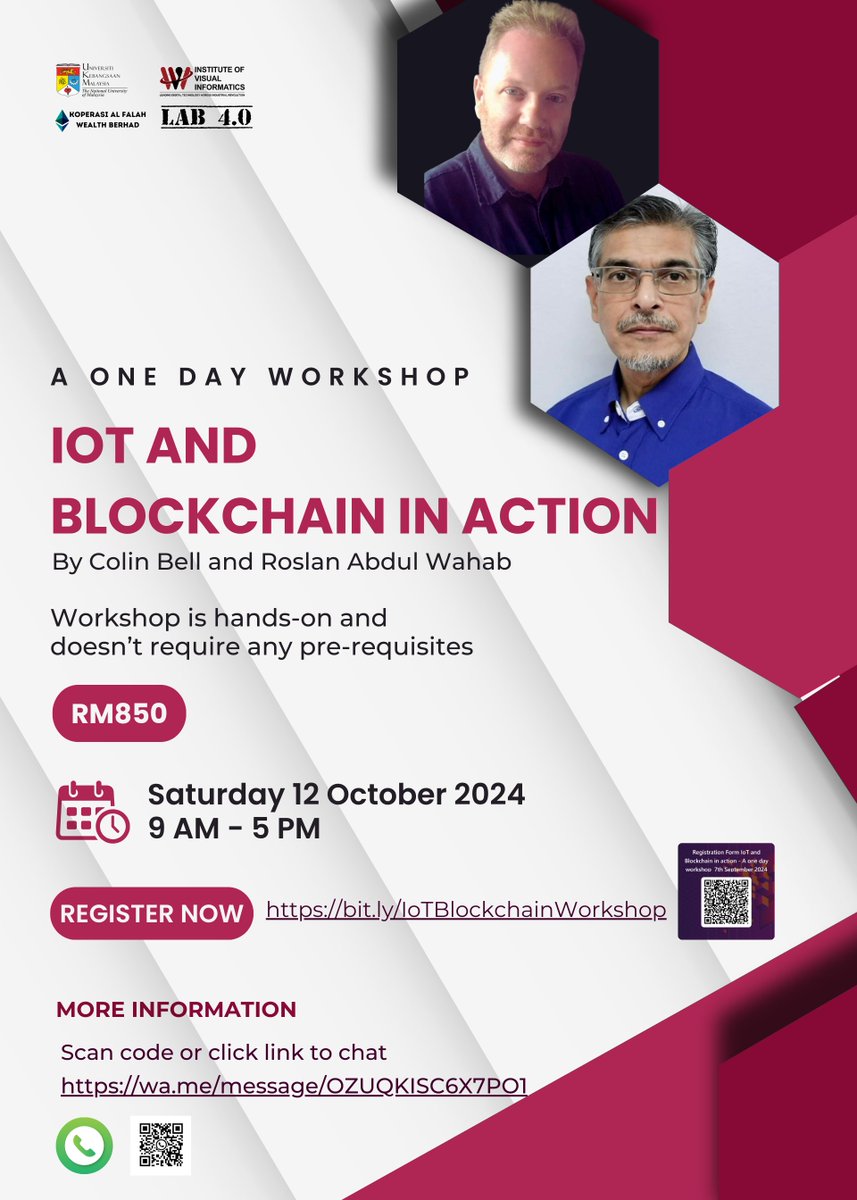 Profound_Source's tweet image. Join a One-Day Workshop: IoT and Blockchain in Action! 12th Oct 24. IVI Academy, UKM Bangi. Register: bit.ly/IoTBlockchainW…… #IoT #Blockchain #TechTraining #IoTBlockchain #MalaysiaTech #UKM #Bangi #SmartTech #BlockchainTechnology #IoTCommunity #BlockchainCommunity @chairmanGLC