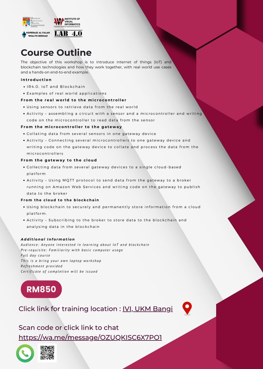 Profound_Source's tweet image. Join a One-Day Workshop: IoT and Blockchain in Action! 12th Oct 24. IVI Academy, UKM Bangi. Register: bit.ly/IoTBlockchainW…… #IoT #Blockchain #TechTraining #IoTBlockchain #MalaysiaTech #UKM #Bangi #SmartTech #BlockchainTechnology #IoTCommunity #BlockchainCommunity @chairmanGLC