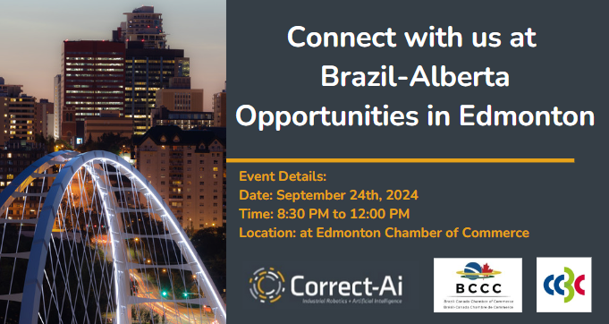 Ian Stout will be representing Correct-Ai at the Brazil-Alberta Opportunities in Edmonton next Tuesday. Learn about our work in South America and our expansion into Brazil.

Register Today: shorturl.at/NyrUS

#innovation #safetyinnovation #safety #workplacesafety