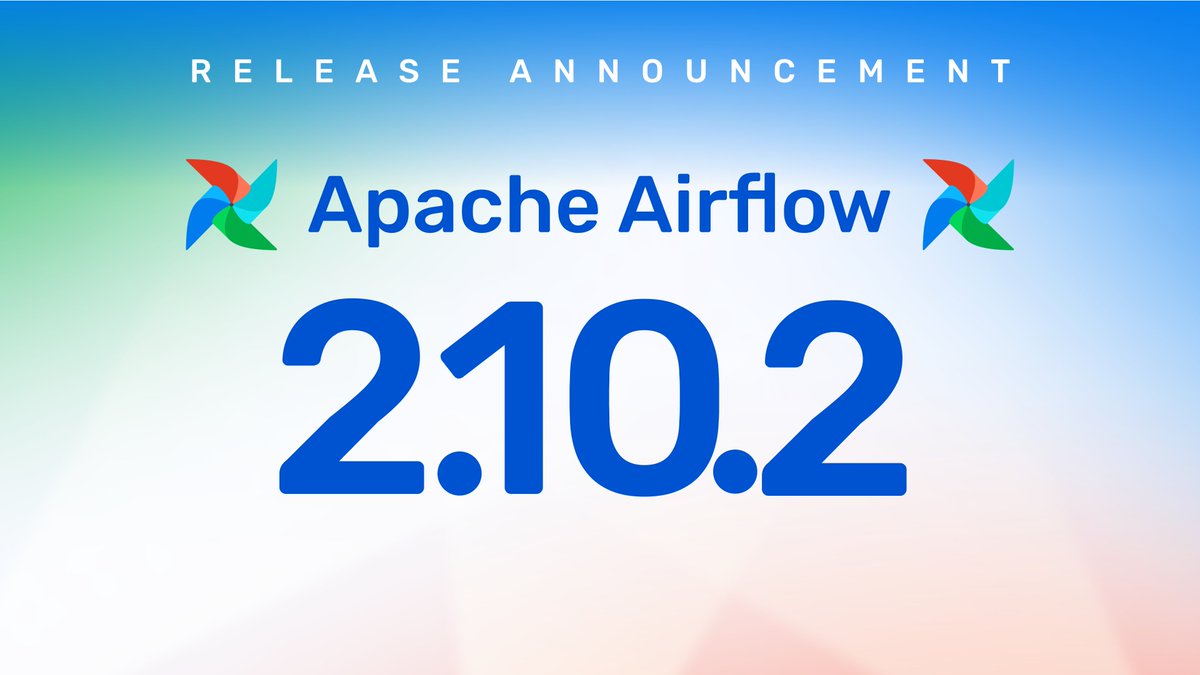 We've just released Apache Airflow 2.10.2 🎉

📦 PyPI: pypi.org/project/apache…
📚 Docs: airflow.apache.org/docs/apache-ai…
🛠 Release Notes: airflow.apache.org/docs/apache-ai…
🐳 Docker Image: "docker pull apache/airflow:2.10.2"

Thanks to all the contributors who made this possible.