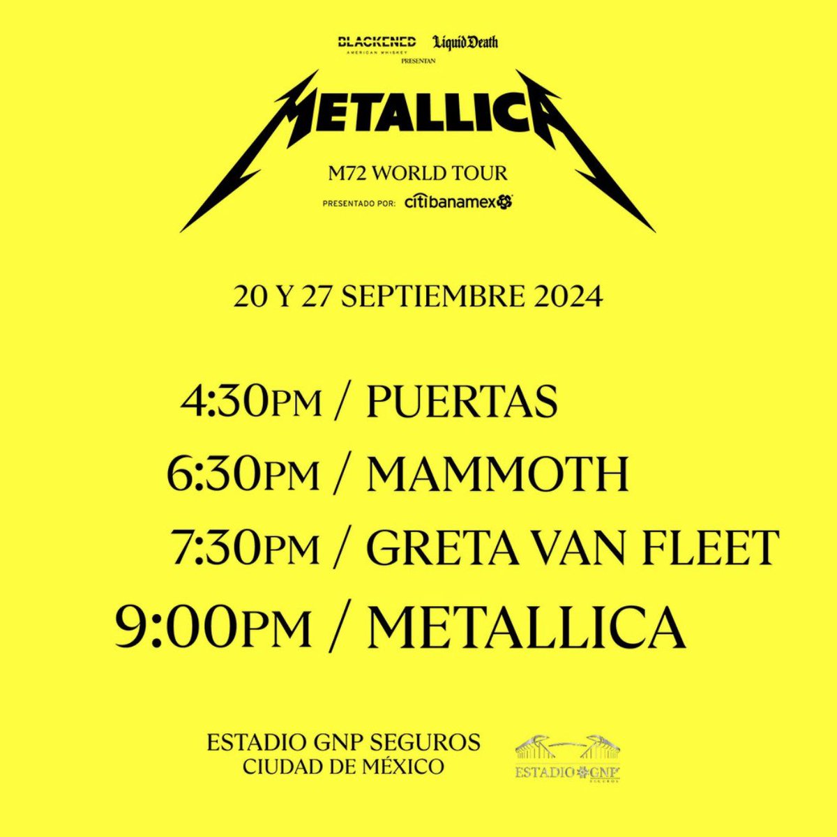 _HANNO's tweet image. Es Hoy, Hoy, Hoy… El Primero de 4 recitales que dará @Metallica en el flamante @EstadioGNP #M72WorldTour #WeekendTakeover 👊🏻