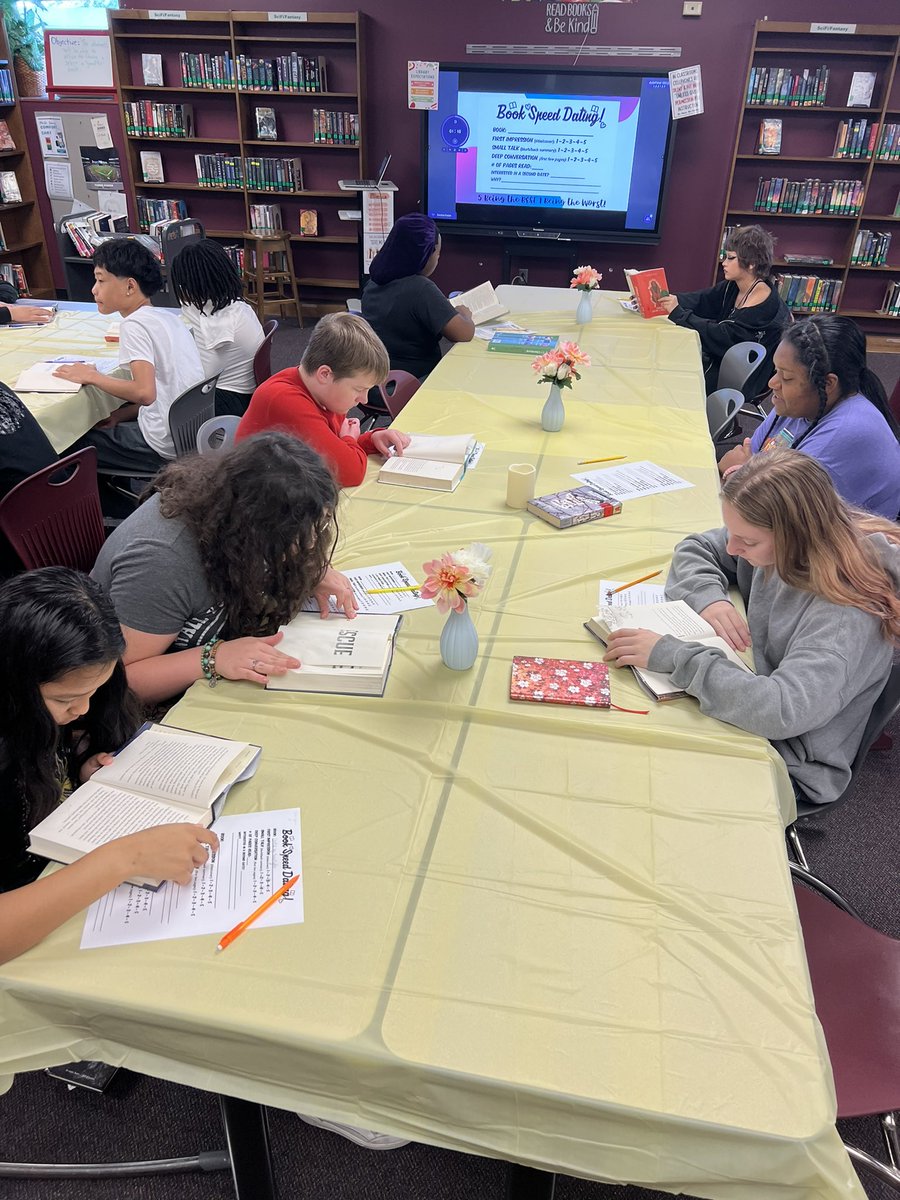 This week, <a href="/OPS_Morton/">OPS Morton Middle</a> 8th grade Ss “dated” some books to explore different genres and find a match! 📚 Thankful for our librarian <a href="/cjkwilts/">Caroline Poston</a> who creates these experiences! ❤️ #BeMoreBeMorton