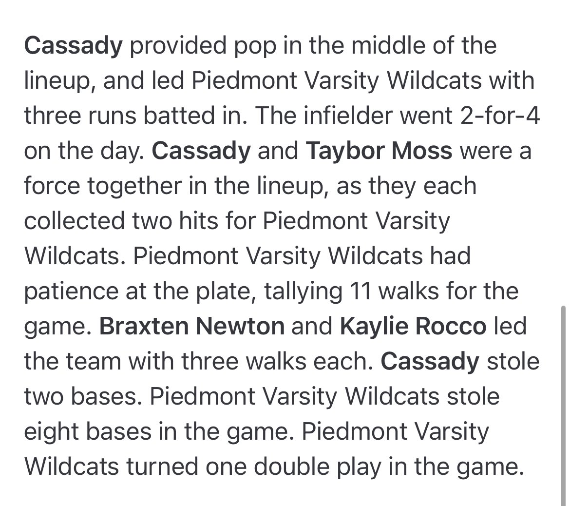 Piedmont HS Softball tweet media