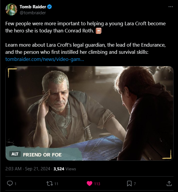 Dandeli0ness's tweet photo. I noticed Tomb Raider accounts were posting some information about people from the previous games that are coming/involved in the anime. 

and one of them is Sam Nishimura, will we see Sam coming back? or is it just a mention and flashback like in the trailer? 

SAM NATION WE UP https://t.co/4Bj78s2RF1
