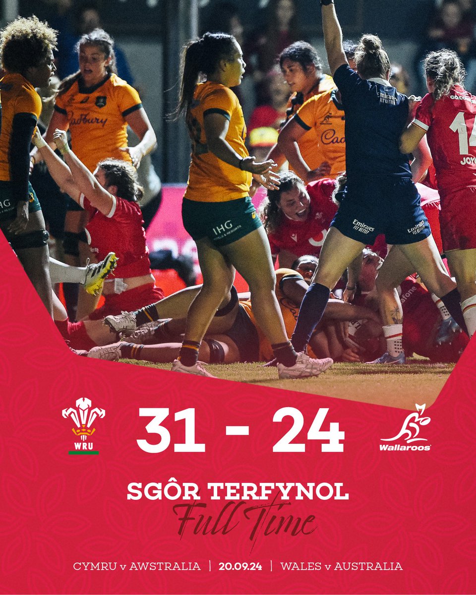 👏 SGÔR TERFYNOL 

🏴󠁧󠁢󠁷󠁬󠁳󠁿 31 -24 🇦🇺 

#HerStory | #EiHanesHi