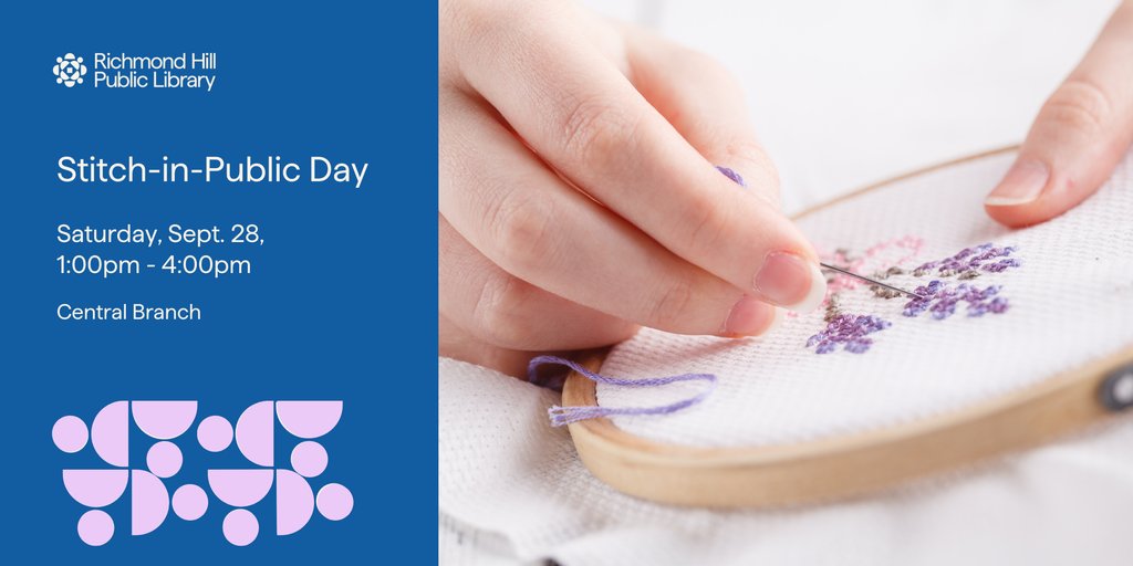 🧵 Ready to stitch and chat? Join the York Chatelaines for National Stitch-in-Public Day! Bring your project, enjoy good company, and celebrate the art of stitching together. Learn more: bit.ly/4eldxvB