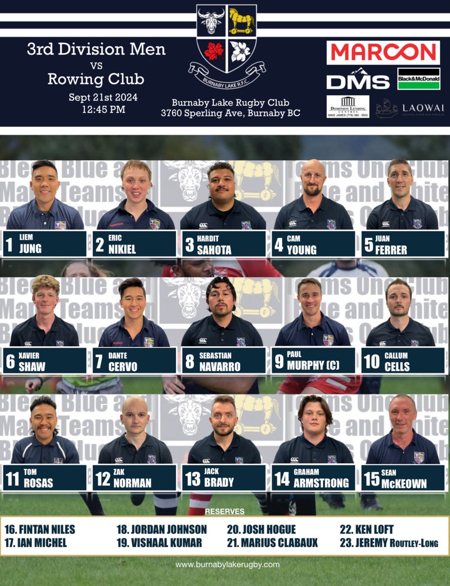 The BLRC Men open the season with a home game in the 3rd Division vs <a href="/VRCRugby/">VRC Rugby</a> ! Game is scheduled for 12:45 at the Lake! Get out and support the 🔵&amp;⚪️!
<a href="/bcrugbyunion/">BC Rugby</a> <a href="/BCRugbyNews/">BC Rugby News</a>