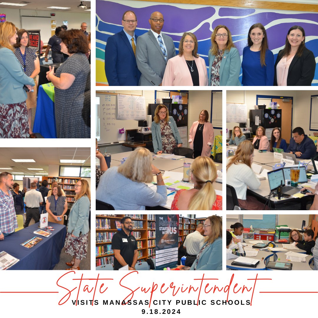 Dr. Coons, State Superintendent &amp; Em Cooper, Deputy Superintendent of Teaching &amp; Learning, from <a href="/VDOE_News/">VDOE News</a> stopped by Manassas City Public Schools (MCPS) on Sept 18. Read more about the visit at  mcpsva.org/article/1773006