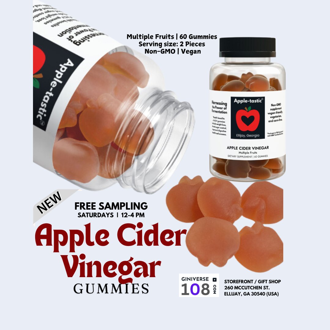 Giniverse108's tweet photo. Curious about our Apple Cider Vinegar gummies? Grab your sample—experience the benefits for yourself!
#giniverse108 #ellijay #downtownellijay #ellijayga #northgeorgia #georgia #appleseason #applefestival #healthylifestyle #ACV #gummies #nongmo #vegan #MadeInUSA #AppleTastic https://t.co/UCPcwFd96F