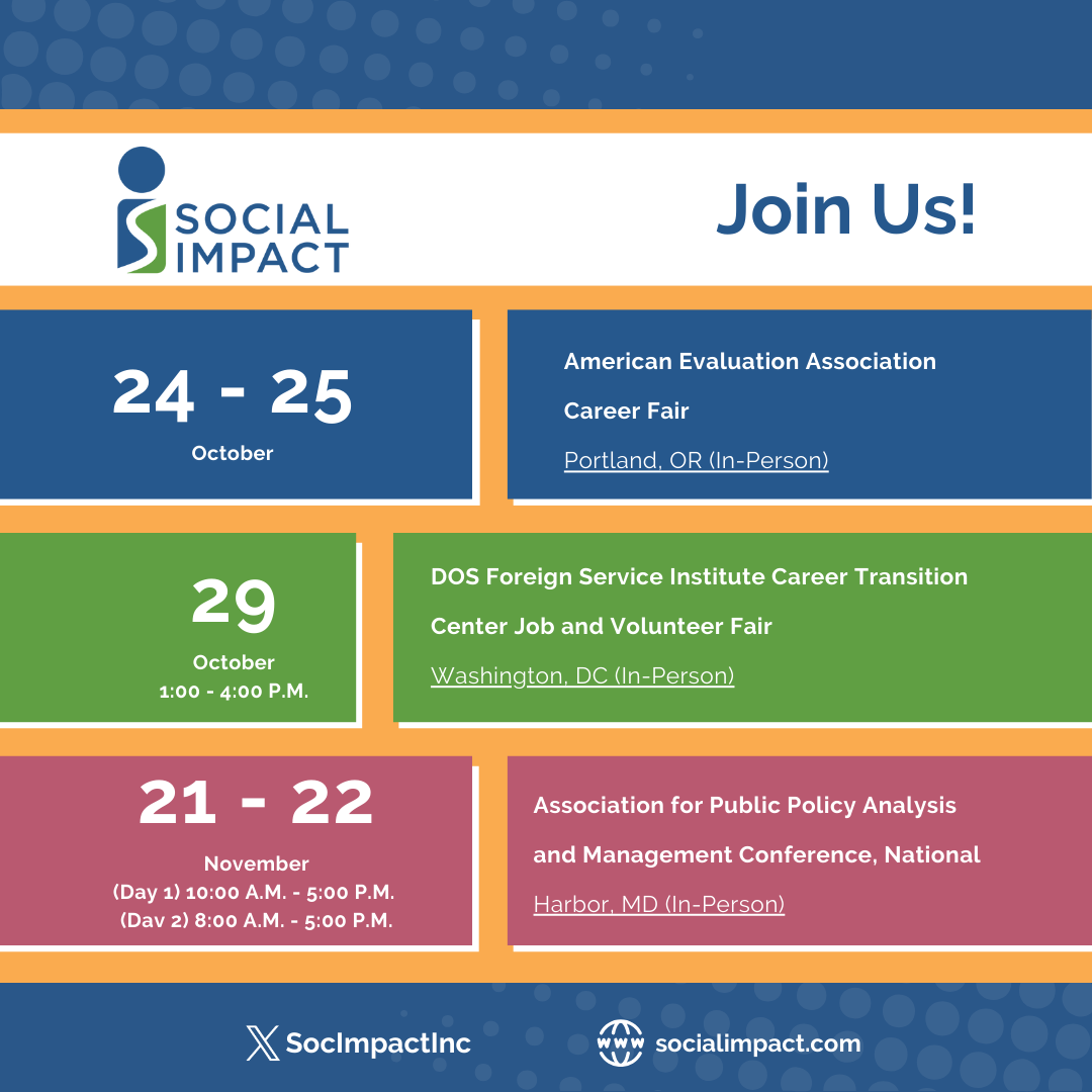 Come meet Social Impact’s team at these fall career fairs! #CareersInDevelopment | linkedin.com/posts/social-i…
