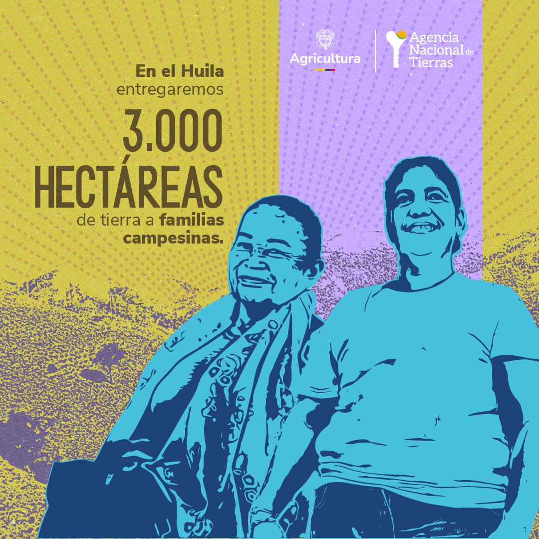 ¡Con la #RevoluciónPorLaVida comienza un nuevo capítulo para el campesinado de Huila!👨🏽‍🌾👩🏽‍🌾

Entregaremos 3.000 hectáreas a familias campesinas y familias víctimas de la Hidroeléctrica El Quimbo, un proyecto que alteró significativamente la seguridad alimentaria de la región.