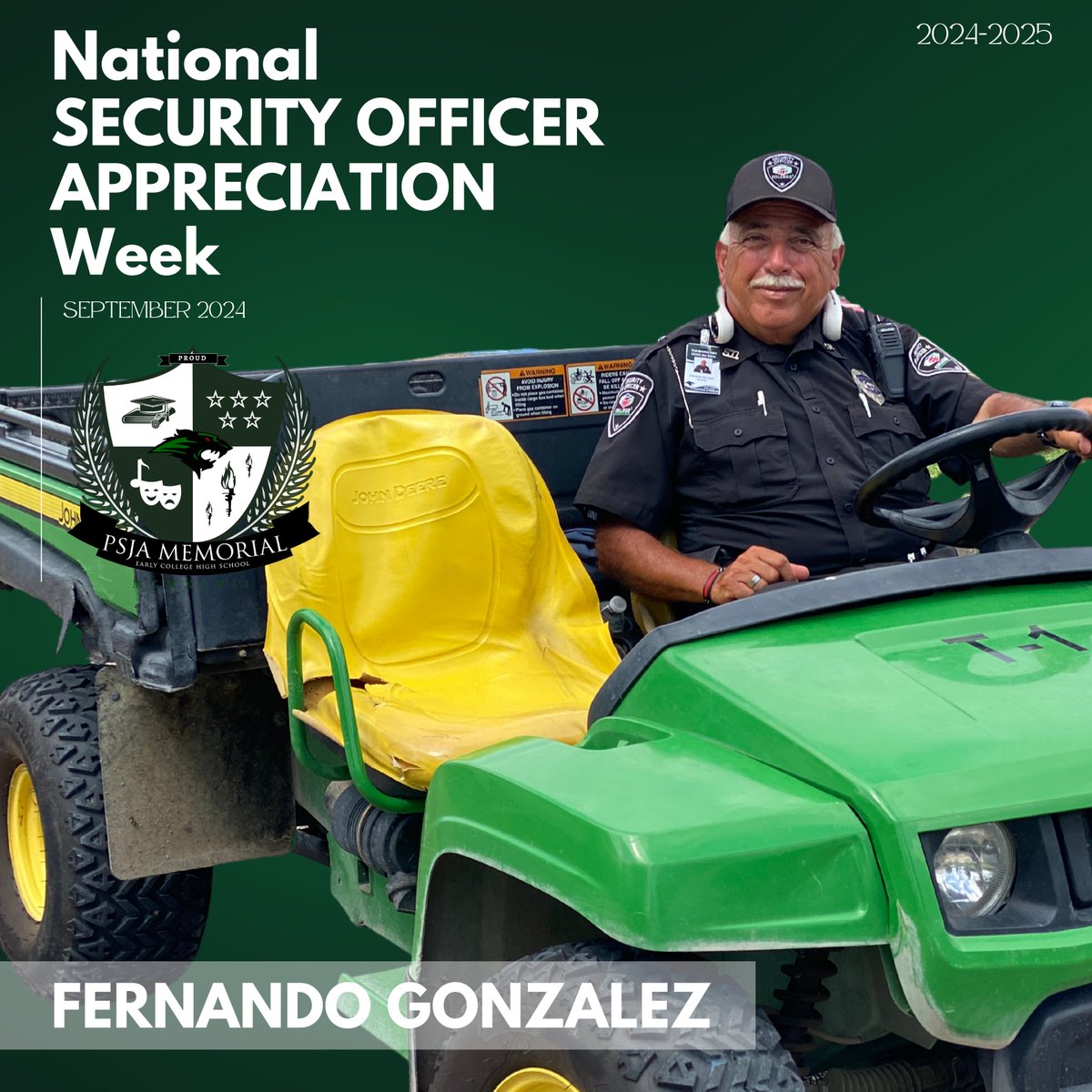 PSJAMemorial's tweet image. It&apos;s National Security Officer Appreciation Week and today we&apos;d like to honor Security Fernando Gonzalez! 

If you see Mr. Gonzalez out patrolling the exterior facilities, thank him for the work he does to keep us safe. #securityofficerappreciationweek