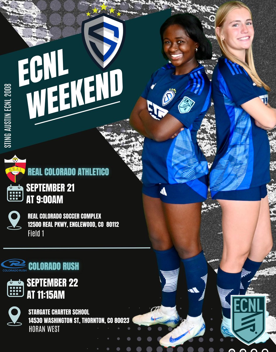 Heading up to Colorado this weekend with @stingatx_2008! 🏔️ Information about our games are below 👇
