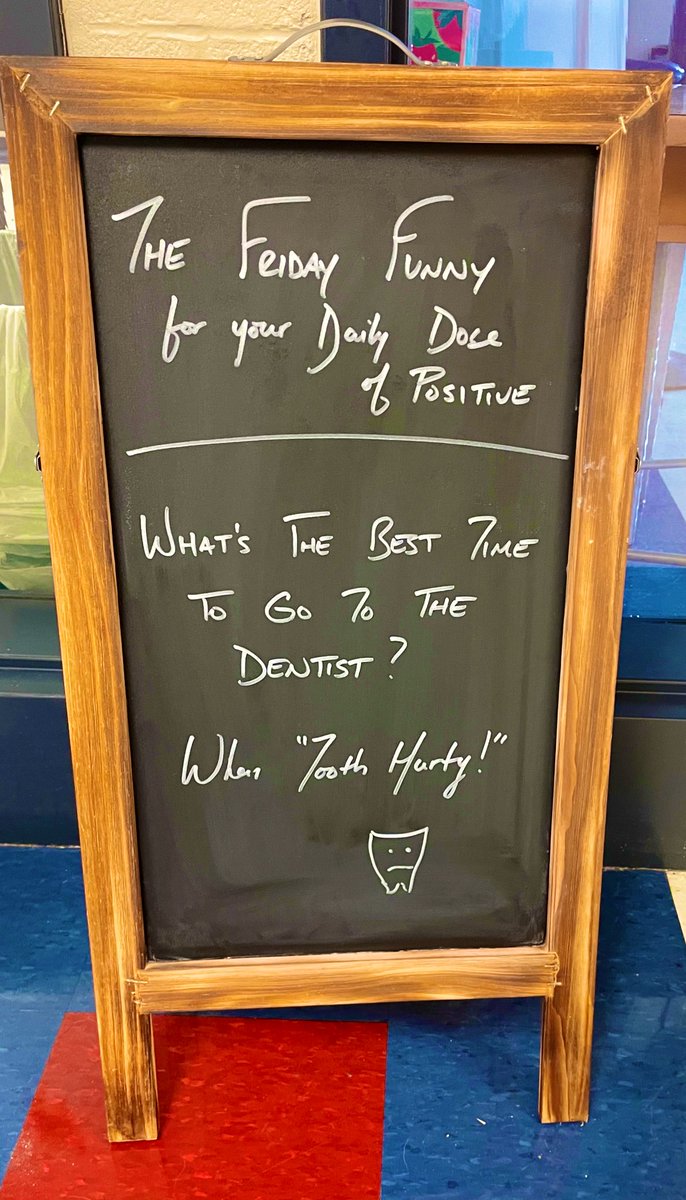 RLPatriot4Life's tweet photo. Friday Funny for the #DDP (Daily Dose of Positive). 

What is the best time to go to the dentist? 

(Maybe @AmerDentalAssn or @adeaweb can answer this without looking at photo). 

Thank you to all the 8 year olds who giggled and sorry to everyone else who rolled their eyes. https://t.co/wyIQc2aJya