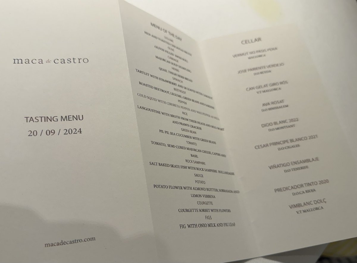 Best dinner in #Mallorca so far @ Maca de Castro Super friendly FOH made us feel at home and the kitchen executed course after course of stellar cuisine.